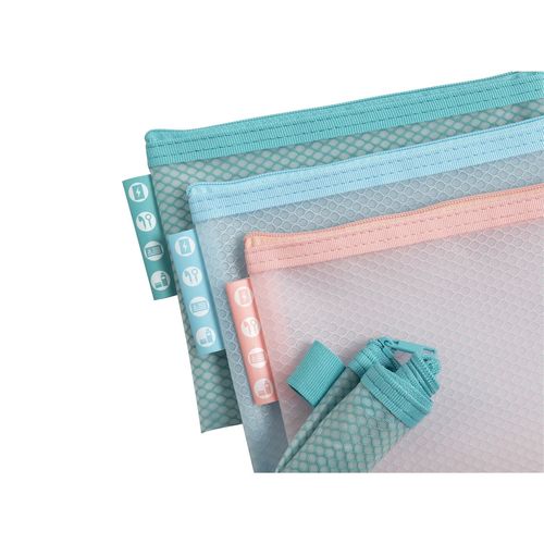 Exacompta Pochette À Fermeture Éclair En Plastique Souple Chromaline Pastel - A6 - Couleurs Assorties