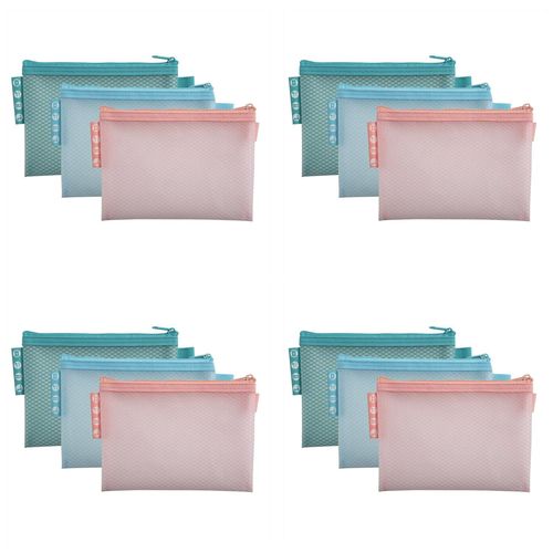 Exacompta Lot De 12 Pochettes À Fermeture Éclair En Plastique Souple Chromaline Pastel - A6 - Couleurs Assorties