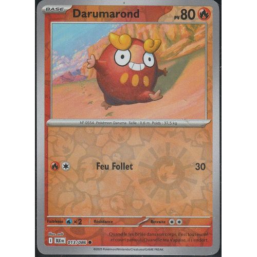 Carte Pokémon - Darumarond - 013/086 - Reverse - Ev10.5 Foudre Noire