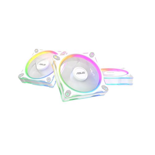 ASUS Prime MR120 ARGB Reverse blanc – Lot de 3 ventilateurs PC – 120 mm – Double éclairage RGB – PWM – 1600 tr/min – Silencieux 21 dB – Aura Sync – Cadre épais 28 mm