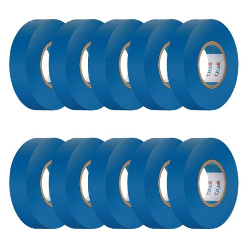 Ruban Isolant Électrique Jaune 19mmx25m10 Pièces Pvc Réparer Et Attacher,Nastre Adhésif,7 Couleurs Pour Tensions Jusqu'à 6 Kv,Électriques Professionnels,Flexible,Auto-Extinguent (Azur)