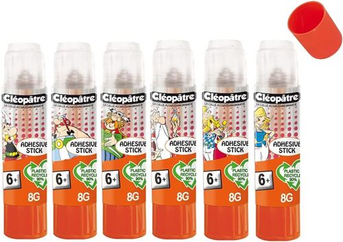 Bl6ba8adast- Boîte De 6 Bâtons De Colle Transparente Adhésive Stick Asterix En 8 G
