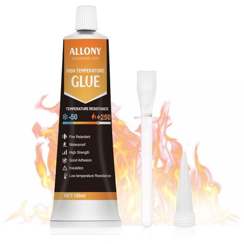 Silicone Haute Temperature,Colle Haute Temperature Translucide,Colle Haute Temperature Four,Résistant À La Chaleur,Adaptée Aux Voitures,Appareils Électroménagers Pegamento-100ml