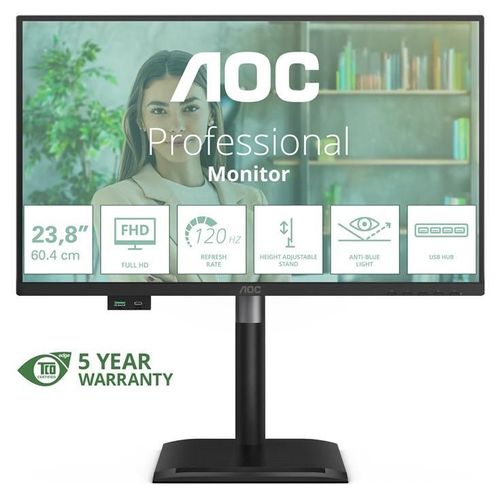 AOC 24P4U - Écran LED - 24" - 1920 x 1080 Full HD (1080p) @ 120 Hz - IPS - 1500:1 - 4 ms - HDMI, DisplayPort - haut-parleurs - noir