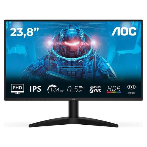 AOC 24B36X - Écran LED - 24" (23.8" visualisable) - 1920 x 1080 Full HD (1080p) @ 144 kHz - IPS - 1500:1 - HDR10 - 0.5 ms - HDMI, DisplayPort - noir