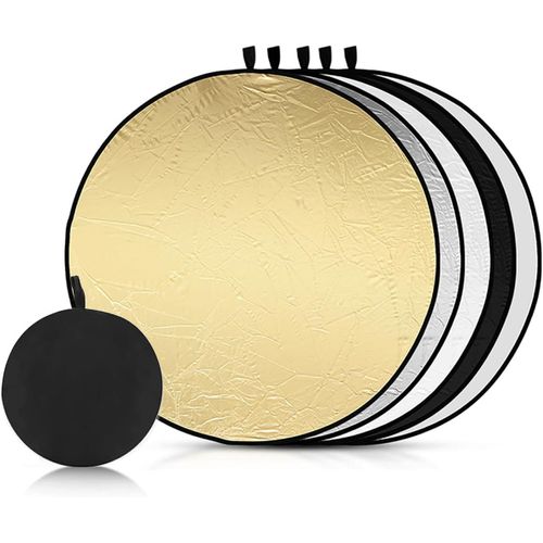 KGABERY-5 En 1 Réflecteur,32Inch/80Cm Reflecteur Lumiere Photo,Pliable Reflecteur Lumiere,Réflecteur De Lumière,Panneau Réflecteur Photo Pliable Multi-Disques,Pour Portrait,Selfie,Photographie De Mariage