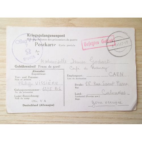 Oflag V-A Weinsberg Correspondance Prisonnier Officier 4 Janvier 1941