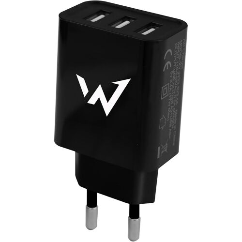 KAL-onder Full Power - Chargeur Secteur pour Smartphone et Tablette - 15 - 3 Ports USB-A - Noir - Prise EU
