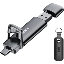 SSD Externe 256GO Disque Portable SSD Cle USB 3.2 Gen 2 Jusqu'à 550 Mo/s, 2 en 1 OTG Solid State Drive 256 GO Double Clé USB A & Type C de PC Mobile Ordinateur Photos Vidéo MacBook Pro Air et Plus