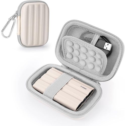Étui Housse pour Samsung T7 Shield/ T9 / T7 / T7 Touch Disque SSD Externe Portable 1 to 2To 500Go USB 3.2, Pochette de Protection Rangement de Voyage à Coque Rigide en (Bianco)