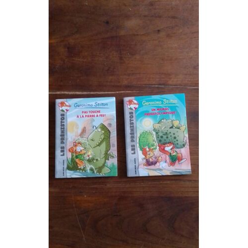 Lot De 2 Livres Les Préhistos : Un Micmac Prehistolympique ! Et Pas Touche À La Pierre À Feu Geronimo Stilton Numéro 1 Et 6