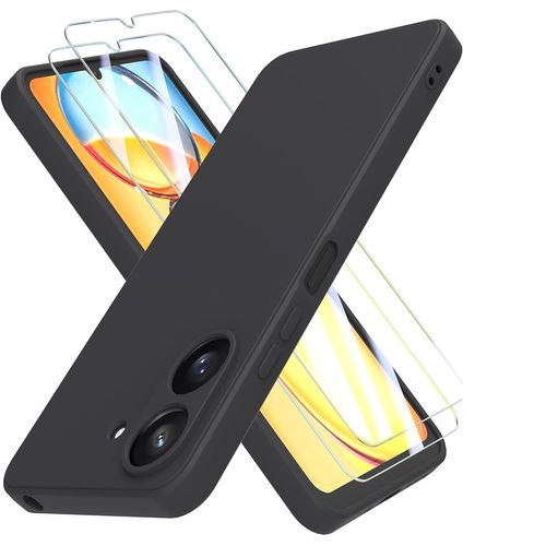 Coque Pour Xiaomi Redmi 13c / Poco C65 Silicone Noir + 2 Verres Trempes Little Boutik©