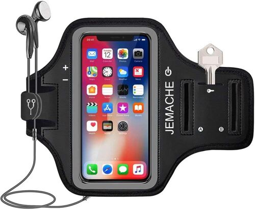 JGD-iPhone 15 Pro, 14 Pro, 13 Pro, 12 Pro, 11 Pro Brassard, Gym Course Exercice Entraînement Sport Telephone Armband pour iPhone 15 Pro, 14 Pro, 13 Pro, 12 Pro, 11 Pro, X, XS (Noir)