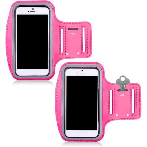 2pcs Brassard De Sport, Brassard De Sport Universel Réglable Pour Smartphone Jusqu'à 6.5 Pouces - Brassard Telephone Sport Porte Telephone Course A Pied Sport, Pour La Course À Pied, Rose Rouge