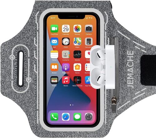 Telephone Brassard de Course pour iPhone 14 13 12 11 XR X XS, 13 Pro, Samsung Galaxy S23 S22 S21 S20, Gym Brassard de Sport Workouts (Gris)