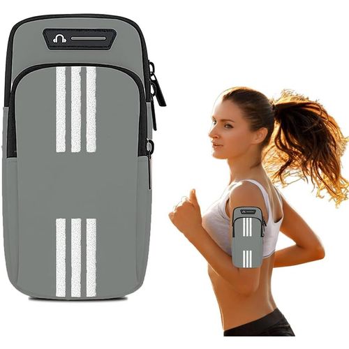 JGD-Brassard Telephone Pochette, Pochette Téléphone pour Le Sport, Bracelet Sport pour Téléphone Portable Universel, pour Course À Pied, Entraînement, Jogging, Fitness (Gris)