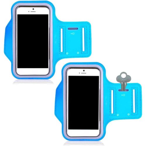 2 Pcs Brassard De Sport, Brassard De Sport Universel Réglable Pour Smartphone Jusqu'à 6.5 Pouces - Brassard Telephone Sport Porte Telephone Course A Pied Sport, Pour La Course À Pied, Bleu