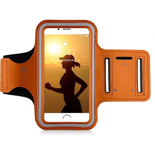 Brassard Pour Smartphone 5,1"" Apple Iphone 7/8 6,Samsung Galaxy S7 - Porte Téléphone Sport Running Phone Holder Réglable - Armband Orange