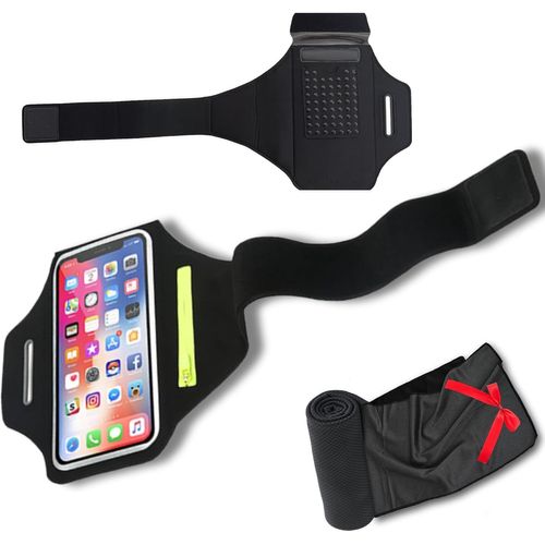 Brassard De Sport Running + Serviette Froide En Cadeau Porte-Téléphone Portable Réglable Pour Course Et Entraînement Compatible Avec Iphone 16 Pro Max 15 14 Plus Galaxy S25 Ultra S24 S23 Jusqu'à 6,9