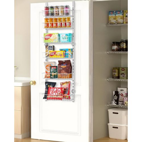 Ihdih-Organisateur De Garde-Manger À Suspendre Sur La Porte, Étagère À Épices Murale À 6 Niveaux, Réglable, En Acier Robuste, Pour Assaisonnement, Pour Maison, Cuisine, Buanderie, Salle De Bain, Blan