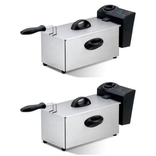 Friteuse électrique INOX - 3L - 2000W - Cuve amovible - Thermostat réglable jusqu'à 190°C