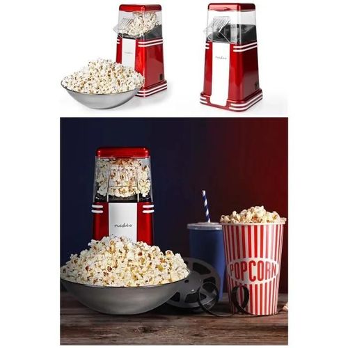 MACHINE A POP-CORN ELECTRIQUE 1200W Rouge/Blanc Pop-corn en seulement 2 à 4 minutes