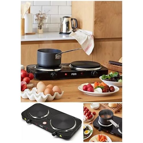 Double Plaque Chauffante Électrique - Non spécifié - 2 Foyers - 2500 W - Protection Surchauffe - Noir