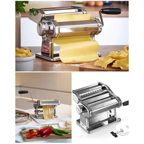 Machine à pâtes manuelle - Laminoir - Acier inoxydable - 9 positions - 6 pièces Machine à ravioli et spaghetti