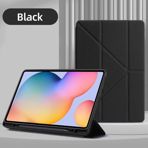 Coque Pour Samsung Galaxy Tab A8 10.5 S6 Lite S7/S8/S9/A8 Galaxy Tab S7 +/S7 Fe/S8 + 12.4 Pouces S9 Plus, Housse De Tablette En Cuir Intelligent Tab S10 Plus 12.4in-Noir
