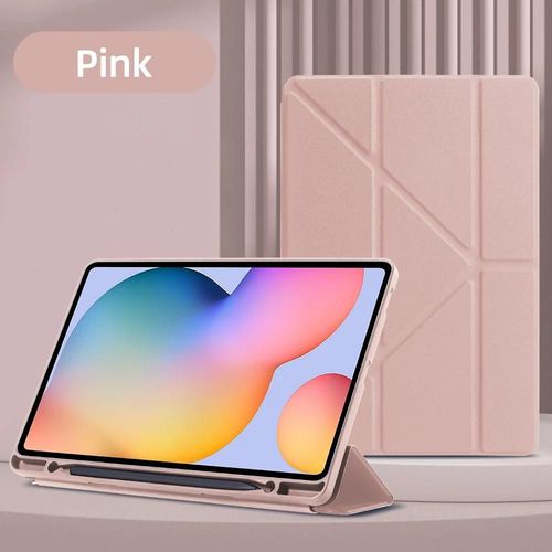 Coque Pour Samsung Galaxy Tab A8 10.5 S6 Lite S7/S8/S9/A8 Galaxy Tab S7 +/S7 Fe/S8 + 12.4 Pouces S9 Plus, Housse De Tablette En Cuir Intelligent Tab S10 Plus 12.4in-Rose