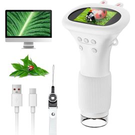 Microscope Numérique pour Enfants avec Écran IPS 2.0 PoucesRechargeableGrossissement 1000x8 Lumières LEDpour Enfants de 3 à 8 Ans¿Orange¿