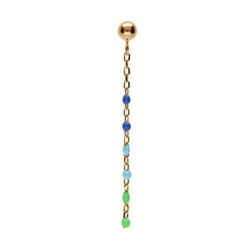 Boucle D'oreilles À L'unité Tige Argent Et Dorure Jaune Olive Résine Multicolore Degradé Bleu Vert