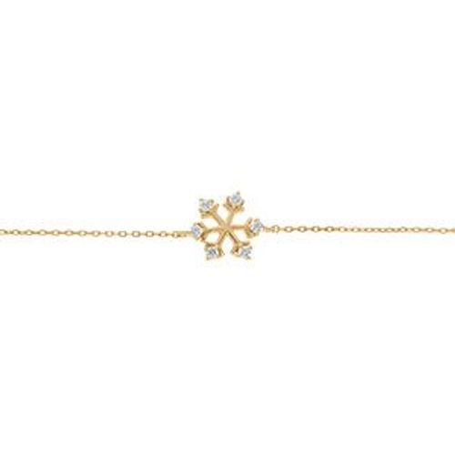 Bracelet Argent Doré Flocon De Neige Oxydes Blancs 16+3cm