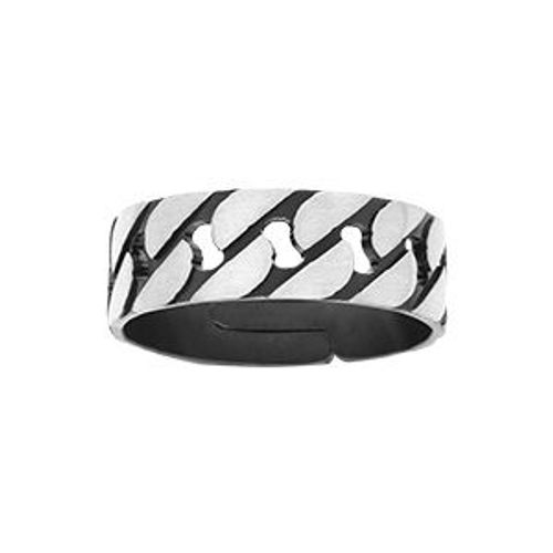 Bague Argent Patiné Maille Gourmette 7mm Réglable