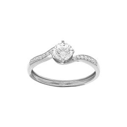 Bague Argent Platiné Oxydes Blancs Sertis