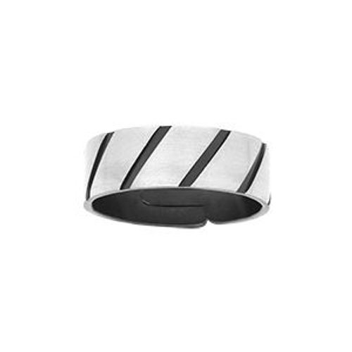 Bague Argent Patiné Ruban 7mm Trait En Biais Réglable