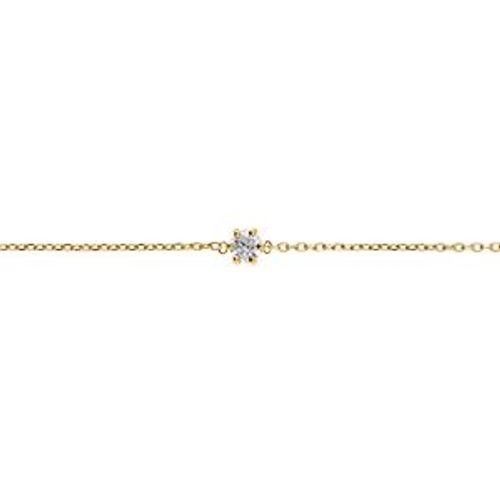 Bracelet Acier Doré Solitaire 4mm Oxyde Blanc 16+3cm