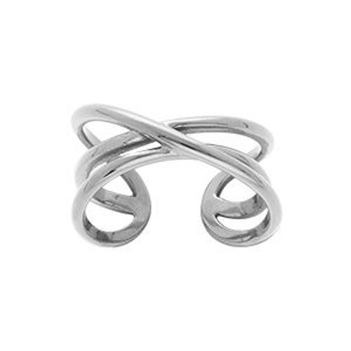 Bague Acier Croisée 3 Fils Ouverte Réglable