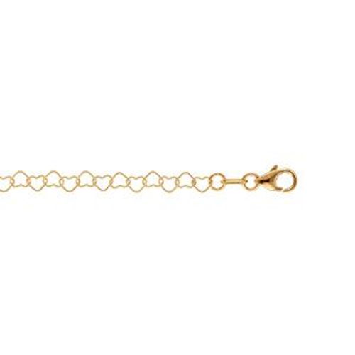Bracelet Argent Doré Chaîne Maille Forme Coeur 3mm 13+2cm