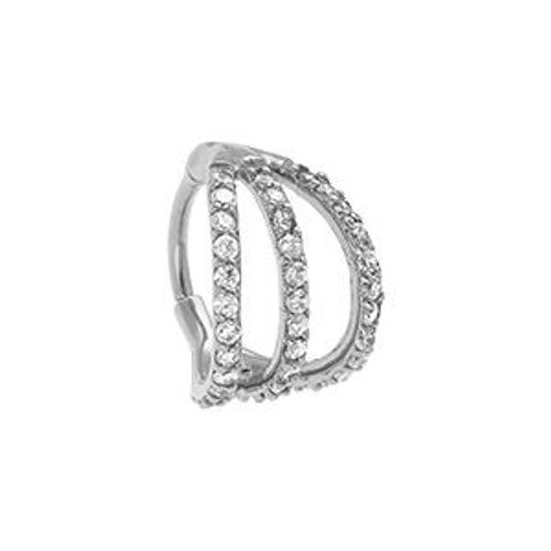 Piercing Acier Oreille Helix 3 Rangs Oxydes Blancs