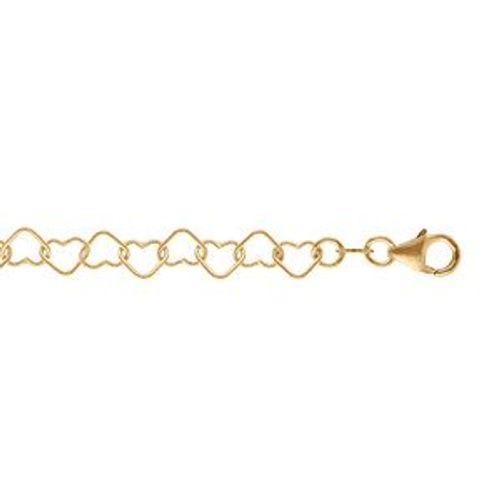 Bracelet Argent Doré Maille Forme Coeur 5mm 18cm