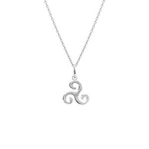 Collier Argent Rhodié Pendentif Triskel 10mm 40+5cm