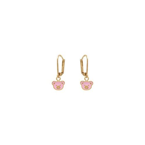 Boucles D'oreilles Plaqué Or Dormeuse Ourson Rose