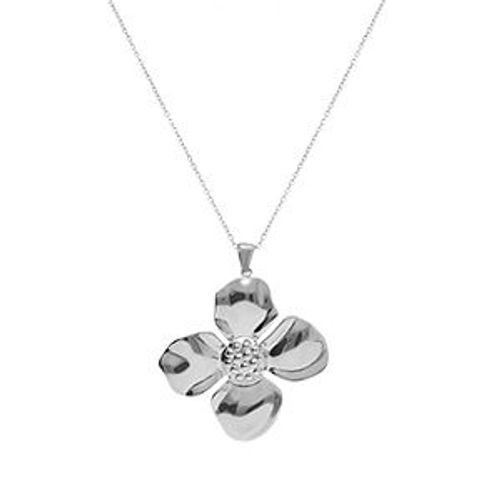 Collier Acier Pendentif Fleur Dim 37x37 - 40+5cm