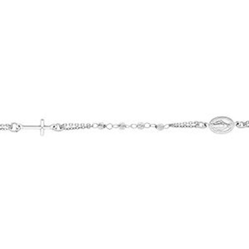 Bracelet Argent Rhodié Chapelet Boules Diamantées 16+4cm