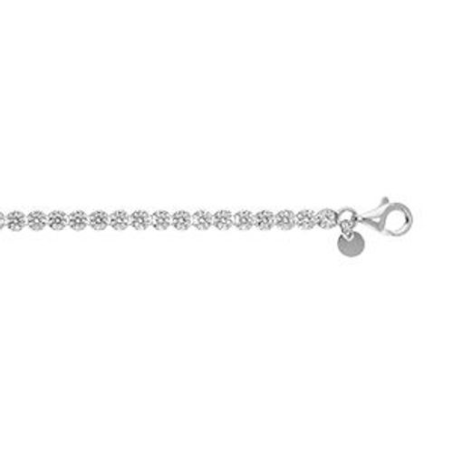 Bracelet Argent Rhodié Oxydes Blancs Sertis Tennis 3mm 16+3cm
