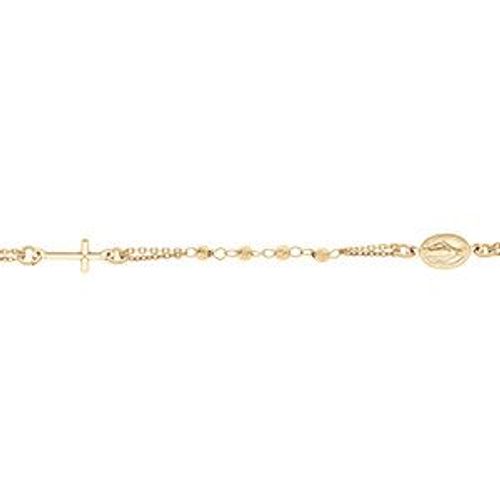 Bracelet Argent Doré Chapelet Boules Diamantées 16+4cm