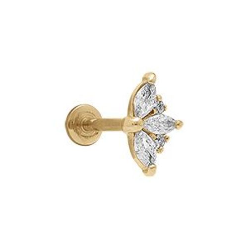 Piercing Acier Doré Oreille Helix, Tragus Oxydes Blancs