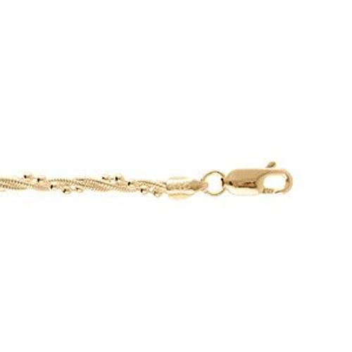 Bracelet Argent Doré Triple Chaîne Torsade 18cm