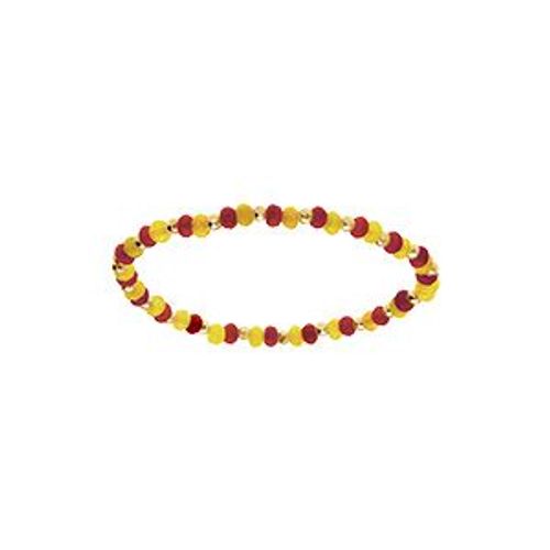 Bracelet Extensible Jade Jaune Et Agate Orange Véritable Et Boules Acier Doré